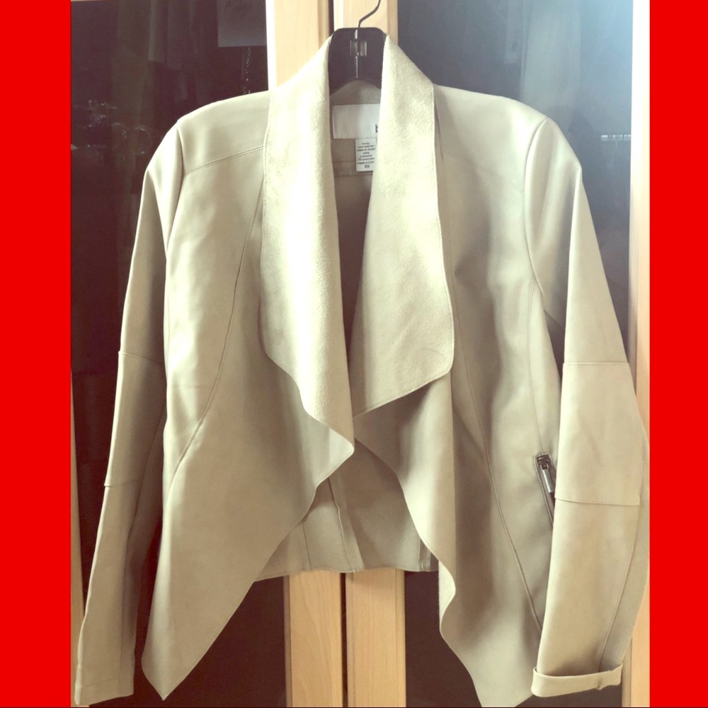 Bar III Moto Jacket. Faux leather and knit sleeves
